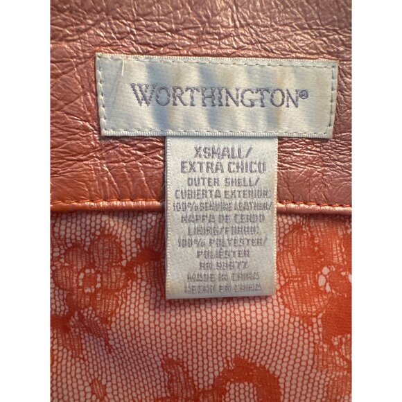 Vintage Worthington XS Iridescent Coral Leather Blazer Jacket Y2K 90s Disco 70s - Picture 5 of 8